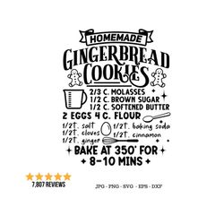 cookie recipe svg, gingerbread svg, christmas sign svg, printable png