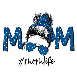 happy messy bun mom polka dot life png