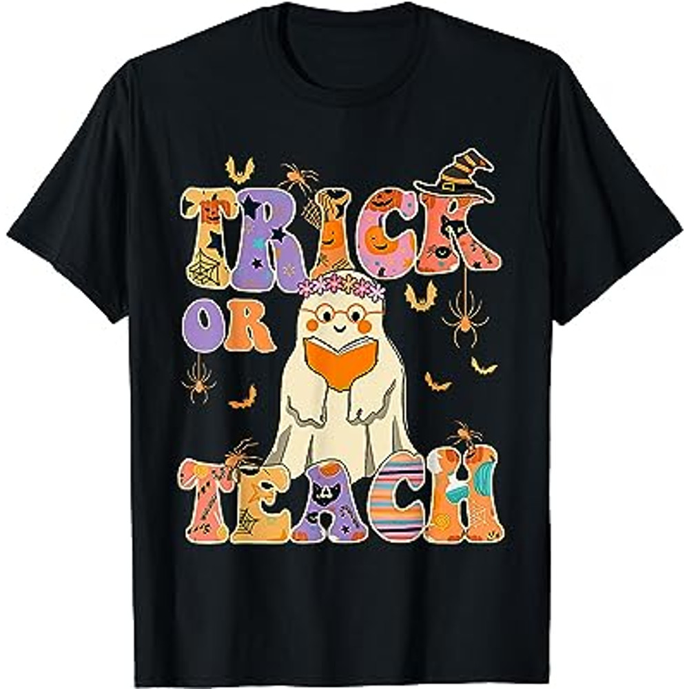 Trick Or Teach Halloween Teacher Life Retro Vintage T-Shirt.jpg