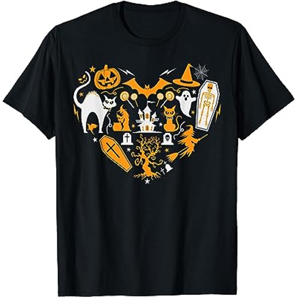 Creepy Cat Skeleton Ghost Pumpkin Funny Halloween Costume T-Shirt.jpg