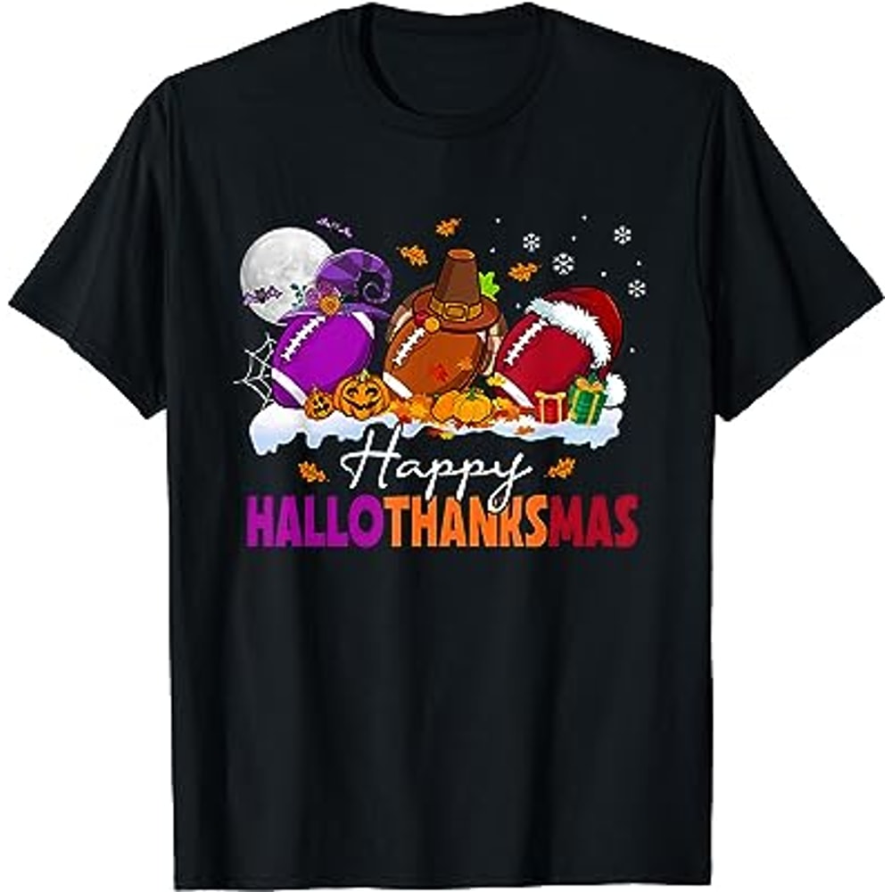 Happy Hallothanksmas Football Halloween Thanksgiving Xmas T-Shirt.jpg