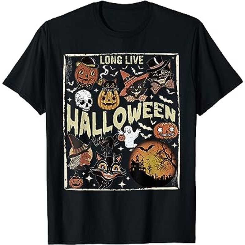 Long Live Halloween Vintage Pumpkin Witch Ghost Black Cat T-Shirt.jpg