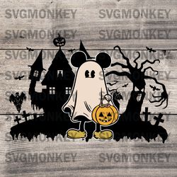Ghost Halloween Png, Ghost SVG, Mickey Ghost SVG, Spooky Season SVG, Halloween Pumpkin SVG,EPS, DXF, PNG