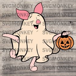 Vintage Piglet Ghost Halloween Winnie The Boo SVG File SVG,EPS, DXF, PNG