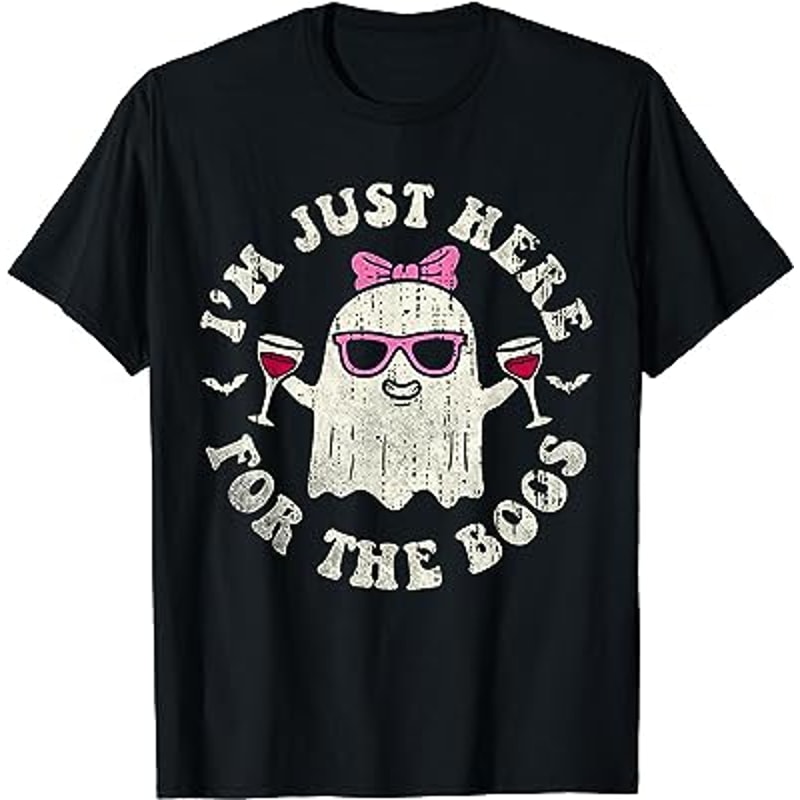 I'm Just Here For The Boos Halloween Drinking Party Womens T-Shirt.jpg
