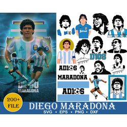 200 diego maradona svg, rip maradona svg, diego maradona bundle svg, maradona silhouette, argentina legend svg digital i