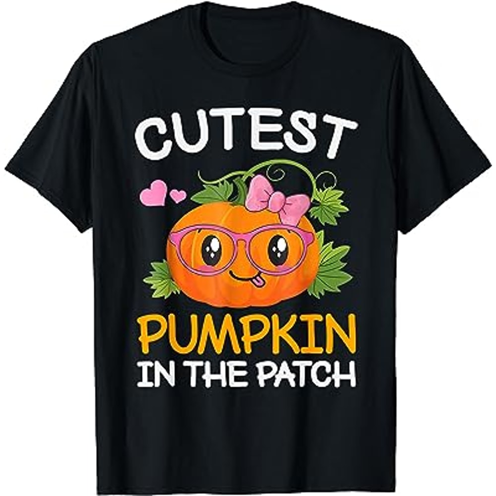 Cutest Pumpkin In The Patch Funny Halloween Girls Kids Gift T-Shirt.jpg