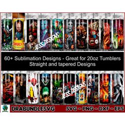 60 Horror Sublimation Design Bundle - Straight & Tapered Design -Tumbler Designs - Tumbler Wraps - Metal Tumblers - 60 D