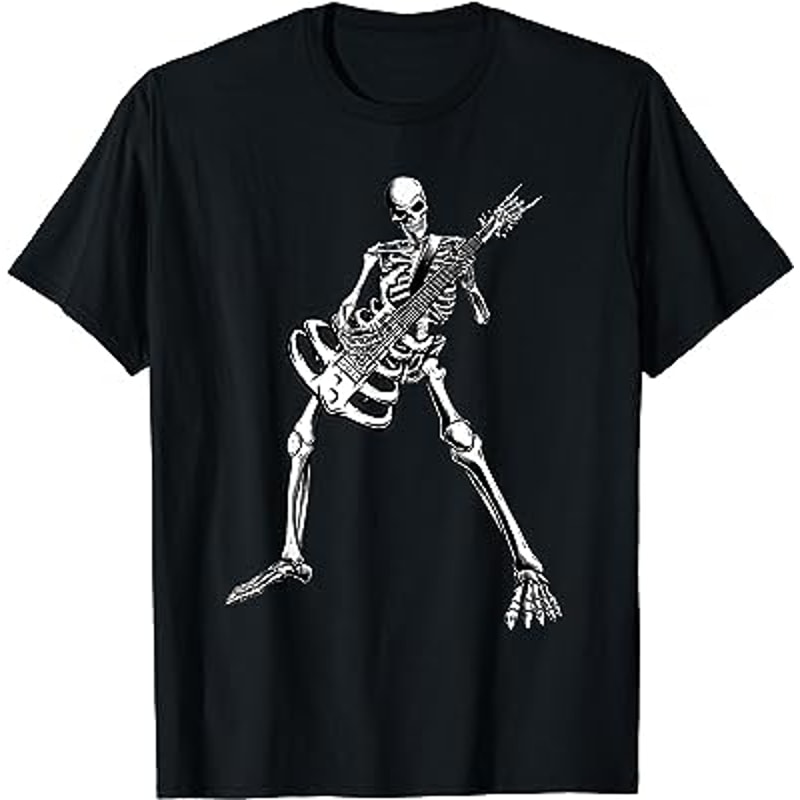 Skeleton Playing Guitar Rock and Roll Music Lover Halloween T-Shirt.jpg