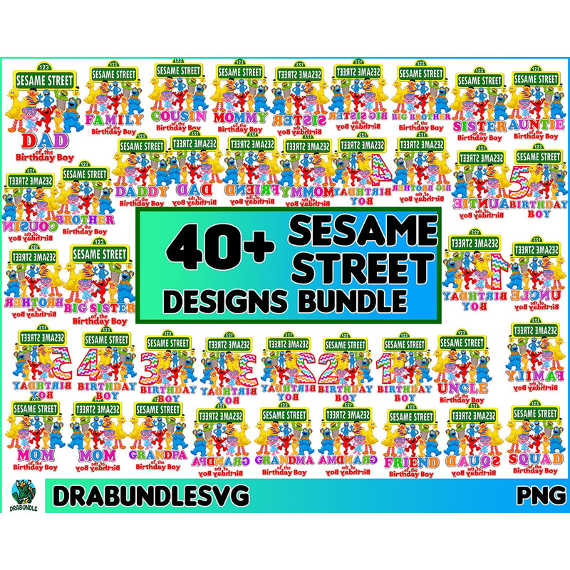40 Sesame Street Birthday, Elmo T-shirt, Theme Birthday Family Shirts, Theme Birthday Custom Family T-Shirt, Family for Birthday, Kid T-shirt Digital Instant Do