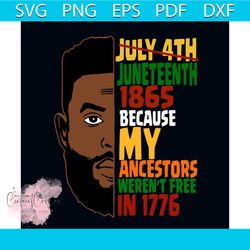 juneteenth 1865 because my ancestors werent free in 1776 svg