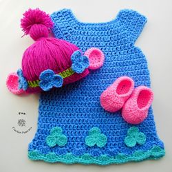 HANDMADE Princess Poppy Outfit | Troll Photo Prop | Crochet Baby Halloween Costume | Baby Shower Gift