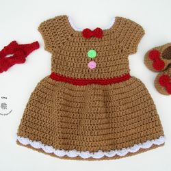 HANDMADE Miss Gingerbread Outfit | Crochet Baby Halloween Costume| Baby Girl Photo Prop | Baby Shower Gift