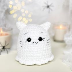 Cat Ghost CROCHET PATTERN, Halloween Amigurumi Spooky Plushie, Cute Kawaii Halloween Gifts