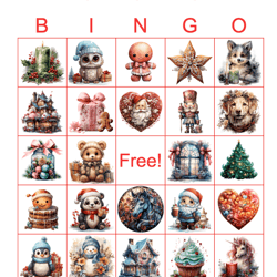 christmas bingo,christmas bingo printable,christmas bingo game,christmas bingo cards,christmas bingo 100 cards,5x5,xmas,