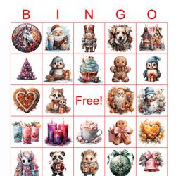Christmas bingo,christmas bingo printable,christmas bingo game,christmas bingo cards,Christmas Bingo 100 cards,5x5,xmas,