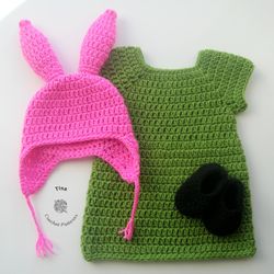 HANDMADE Louise Belcher Outfit | Bob's Burgers Photo Prop | Crochet Baby Halloween Costume | Baby Shower Gift