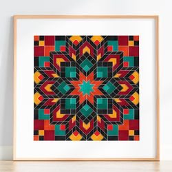 Color blocks cross stitch pattern, Counted cross stitch Geometric, Patchwork style, Modern cross stitch pattern, PDF