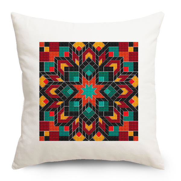 geometric style cross stitch pattern pillow