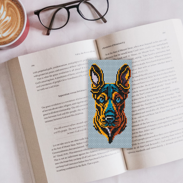 modern cross stitch bookmark pattern dog