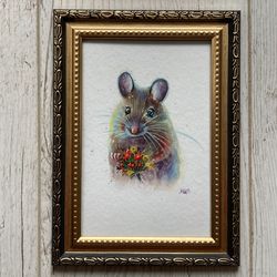 Small Baby Mouse, Mouse Watercolor Painting, Small Art