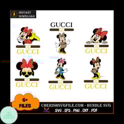 minnie mouse gucci logo bundle svg, 6 files minnie mouse gucci svg