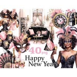 Happy New Year Clipart | Carnival Clipart PNG Bundle