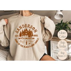sanderson witch museum est 1693 sweatshirt, halloween sweatshirt, sanderson sisters, witch sweatshirt, black flame candl