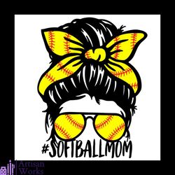 messy bun softball mom svg, sport svg, softball svg, softball mom svg