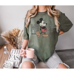 vintage disney mickey checkered comfort shirt, disney mouse shirt, disney family trip shirt, disney vacation shirt, disn