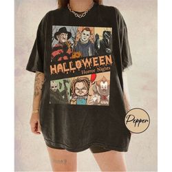 vintage horror halloween characters shirt, horror movie shirt, halloween horror nights, scary movie tee, halloween gift