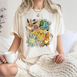 floral pkm anime png, floral pikachu png, eevee charmander