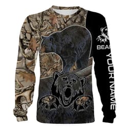bear hunting custom name 3d all over print t-shirt, long sleeves, hoodie, zip up hoodie, sweatshirt, face shield &8211 p