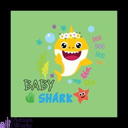 yellow baby shark with headband svg, baby shark doo doo doo svg