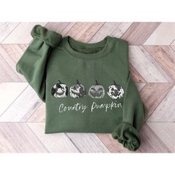 vintage country pumpkin shirt, cowboy pumpkin sweatshirt, pumpkin sweater, jack-o-lantern sweatshirt, halloween crewneck