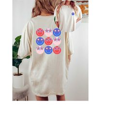 retro smiley usa comfort colors shirt, 4th of july tee, retro america shirt womens 4th of july shirt, america patriotic