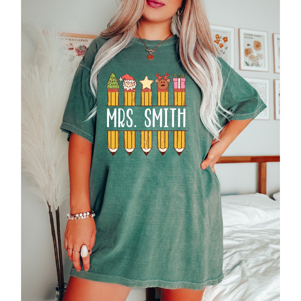 Comfort Colors Christmas Shirt, Teacher Christmas Shirt, Personalized Teacher Shirt, Christmas Teacher, Retro Christmas, Vintage Christmas - 7.jpg