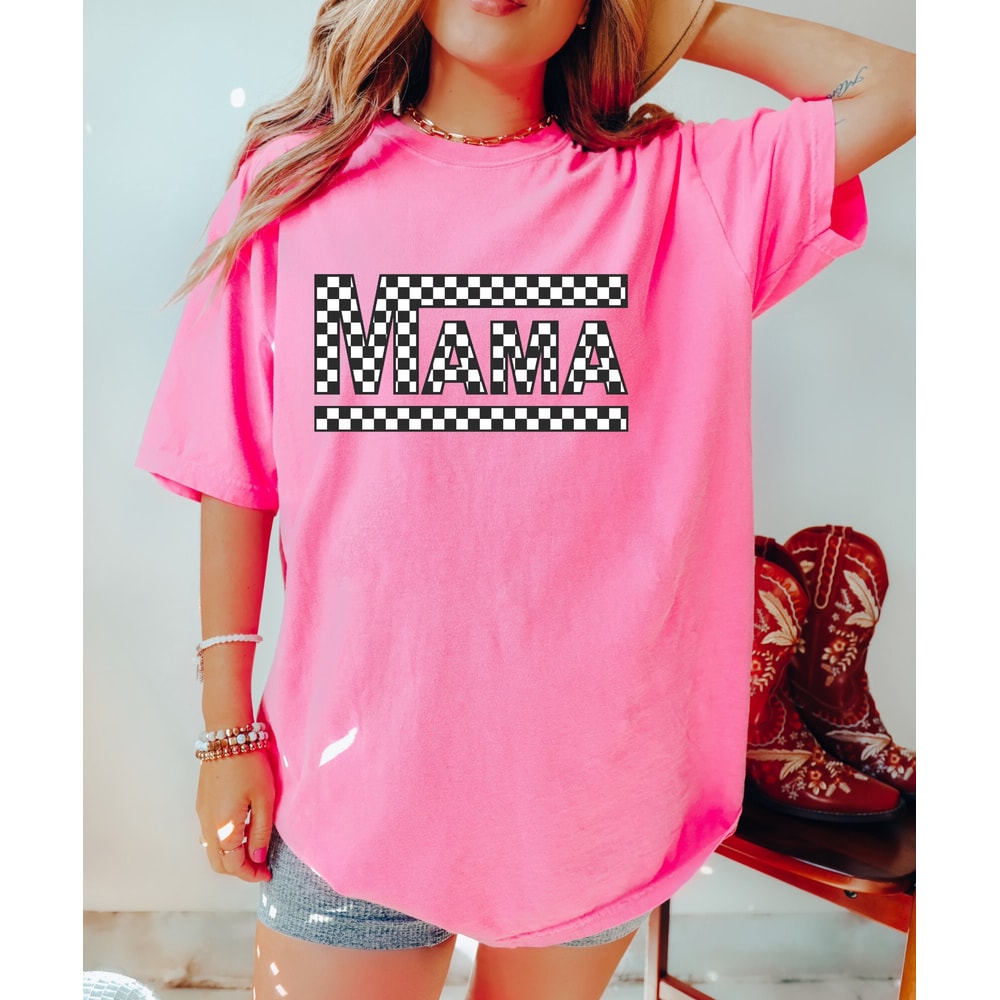 Comfort Colors Shirt, Checkered Mama Shirt, Mom Shirt, Mama Shirt, Gift For Mom, Mother's Day Shirt, Women's T-Shirt, Trendy Mom Shirt, Tee - 3.jpg