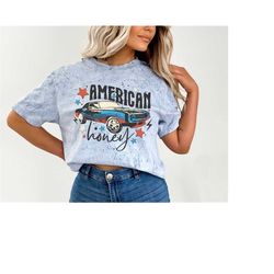 retro usa tie dye comfort colors shirt,american honey ,retro fourth shirt, womens 4th of july shirt,america patriotic sh