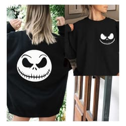 jack skellington sweatshirt, back and front design,funny sweatshirt, halloween sweat, christmas sweatshirt,nightmare bef