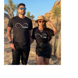 hubby wifey infinity shirts, custom hubby wifey shirts, couples shirts, husband and wife shirts, honeymoon shirt, annive
