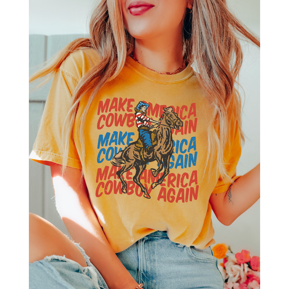 Comfort Colors Shirt, Make America Cowboy Again, 4th Of July Shirt, Western Graphic Tee, Country Concert Tee, Rodeo Shirt, America Shirt - 6.jpg