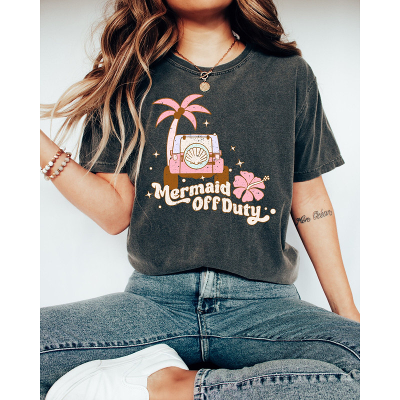 Comfort Colors Shirt, Mermaid Off Duty Shirt, Mermaid Shirt, Retro Summer Shirt, Beach Shirt, Vacation Shirt, Summer Shirt, Women's T-shirt - 1.jpg