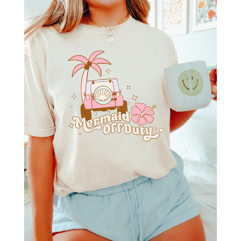 Comfort Colors Shirt, Mermaid Off Duty Shirt, Mermaid Shirt, Retro Summer Shirt, Beach Shirt, Vacation Shirt, Summer Shirt, Women's T-shirt - 3.jpg