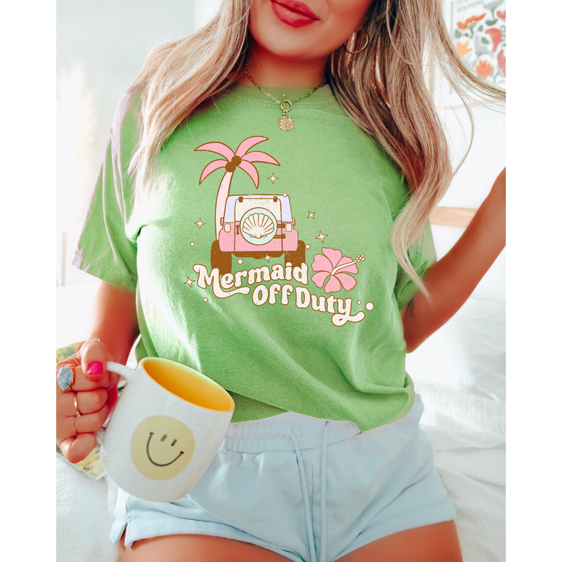 Comfort Colors Shirt, Mermaid Off Duty Shirt, Mermaid Shirt, Retro Summer Shirt, Beach Shirt, Vacation Shirt, Summer Shirt, Women's T-shirt - 5.jpg