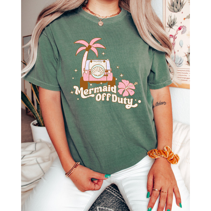 Comfort Colors Shirt, Mermaid Off Duty Shirt, Mermaid Shirt, Retro Summer Shirt, Beach Shirt, Vacation Shirt, Summer Shirt, Women's T-shirt - 6.jpg