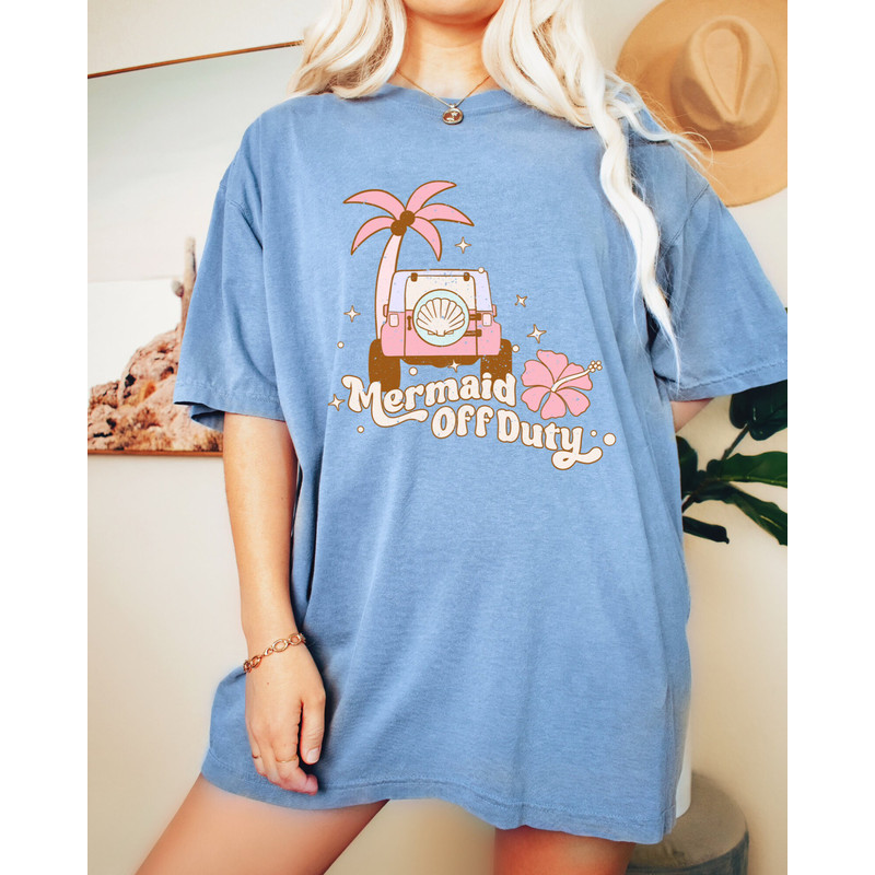 Comfort Colors Shirt, Mermaid Off Duty Shirt, Mermaid Shirt, Retro Summer Shirt, Beach Shirt, Vacation Shirt, Summer Shirt, Women's T-shirt - 7.jpg