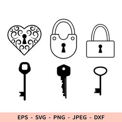 Key Svg Lock Dxf File for Cricut Retro Key Silhouette Vintage Romantic Lock Png  Cut File