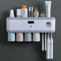 ultraviolet germicidal toothbrush holder and mouthwash cup set