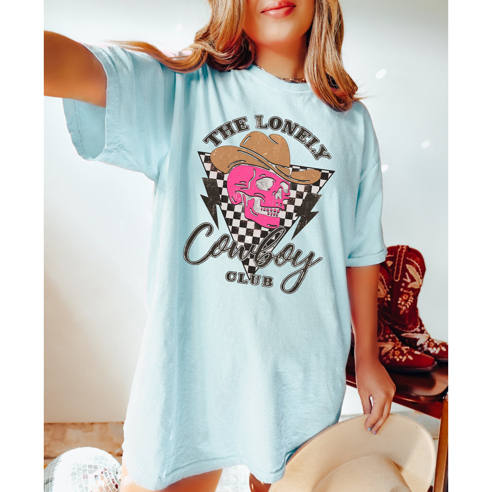 Comfort Colors Shirt, The Lonely Cowboy Club Shirt, Cowboy Shirt, Western Graphic Tee, Nashville Shirt, Cowgirl Shirt, Concert Shirt, Trendy - 1.jpg